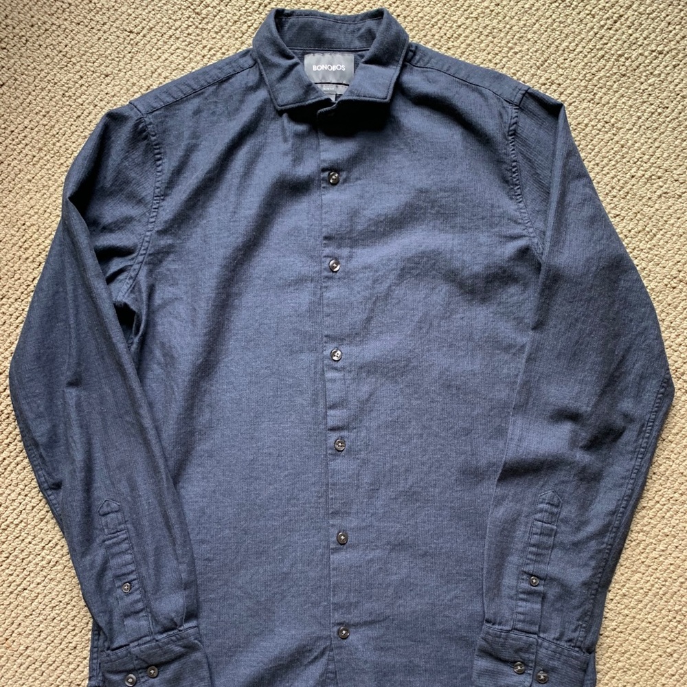 Unbutton down shirt slim herringbone